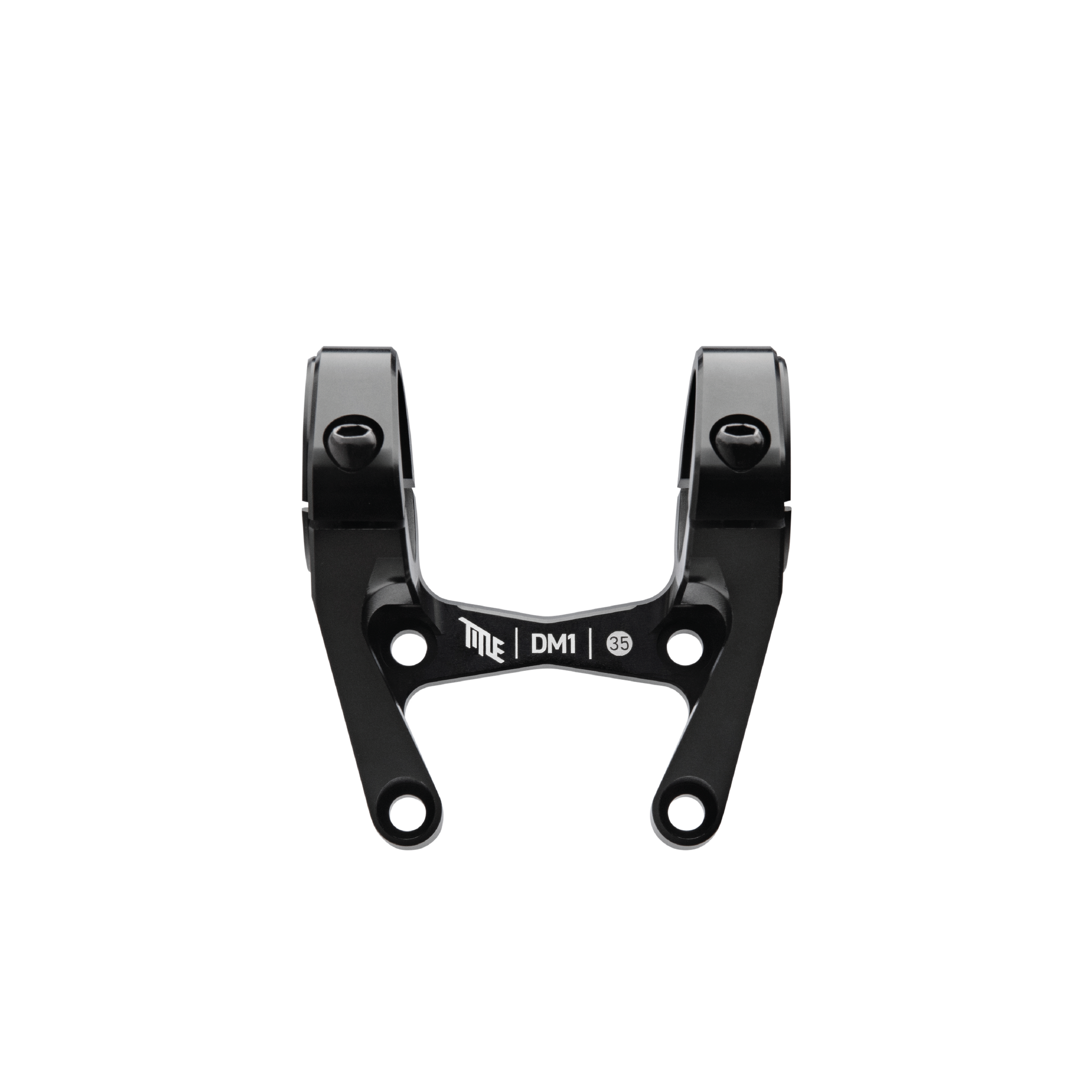 Black Title DM1 35 Direct Mount Stem by Title MTB, 7075 T73 aluminum, U-shaped with 35mm clamp, on white background.